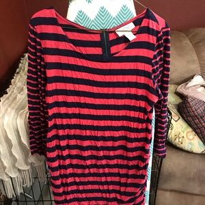 Maternity striped shirt navy blue/coral